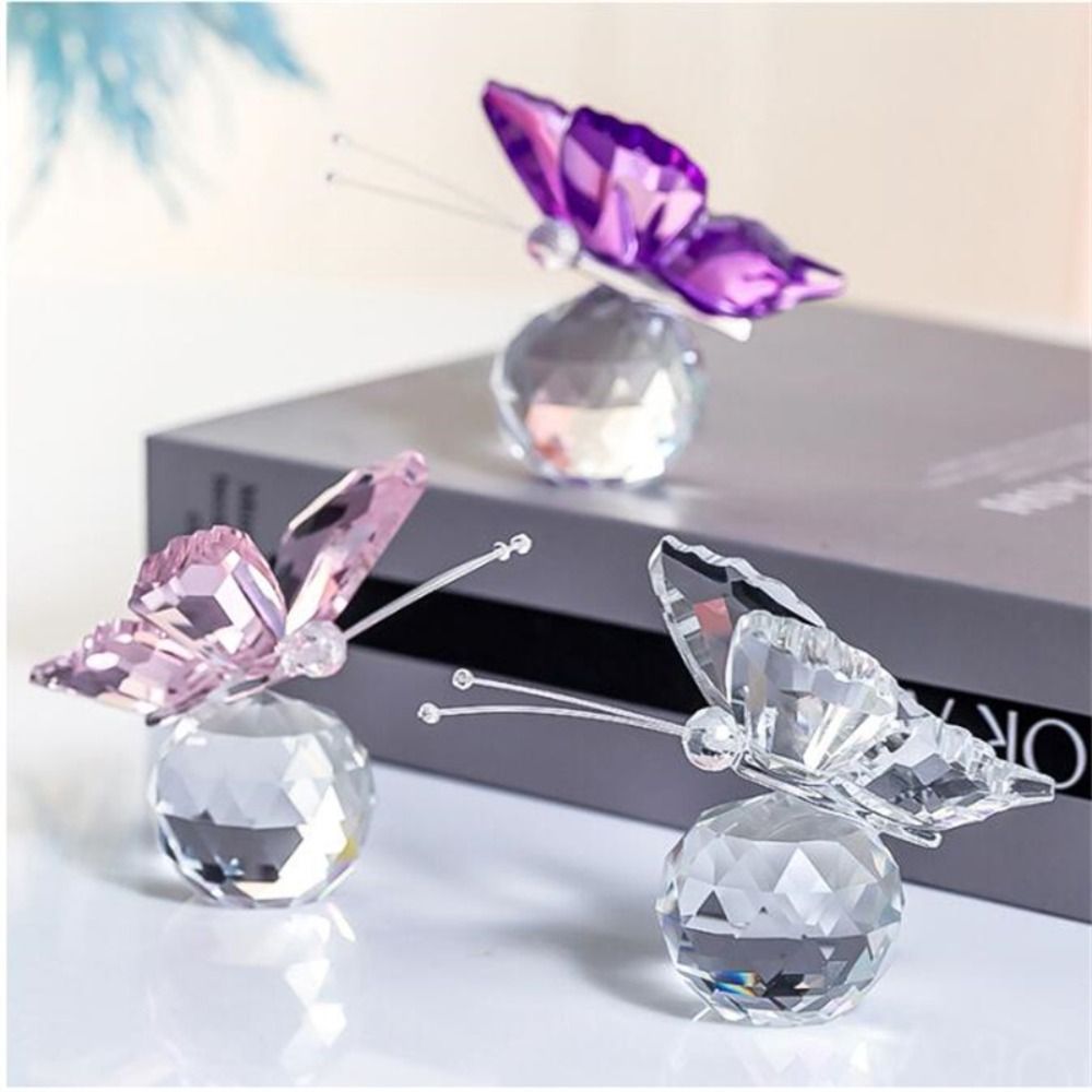 Paper Weight Crystal - Хрустальная бабочка с шариком, статуэтка, домашнее